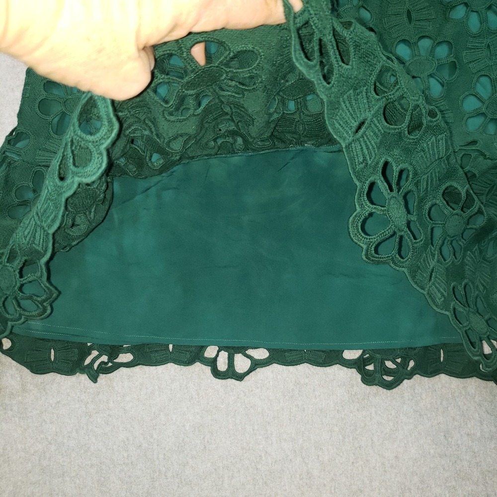 TUCKERNUCK Green Lace Palmerston Dress Size M Eyelet Ruffle Collar NWT - Picture 12 of 16